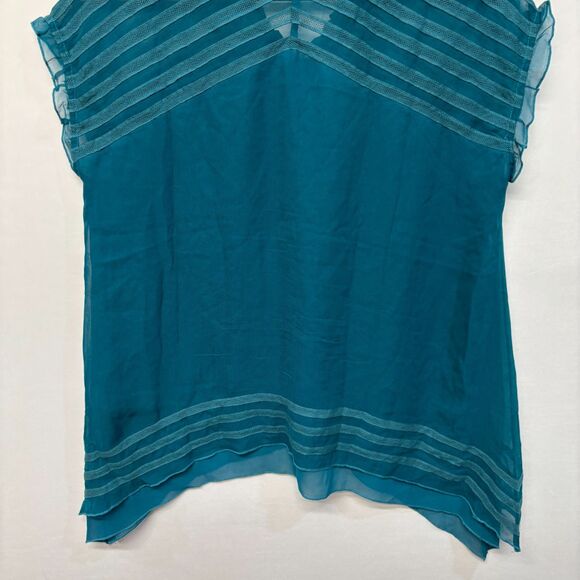 Sundance Women Sheer Ruffle 100% Silk Blouse Top Shirt Size Medium C037 -6 - Picture 12 of 14